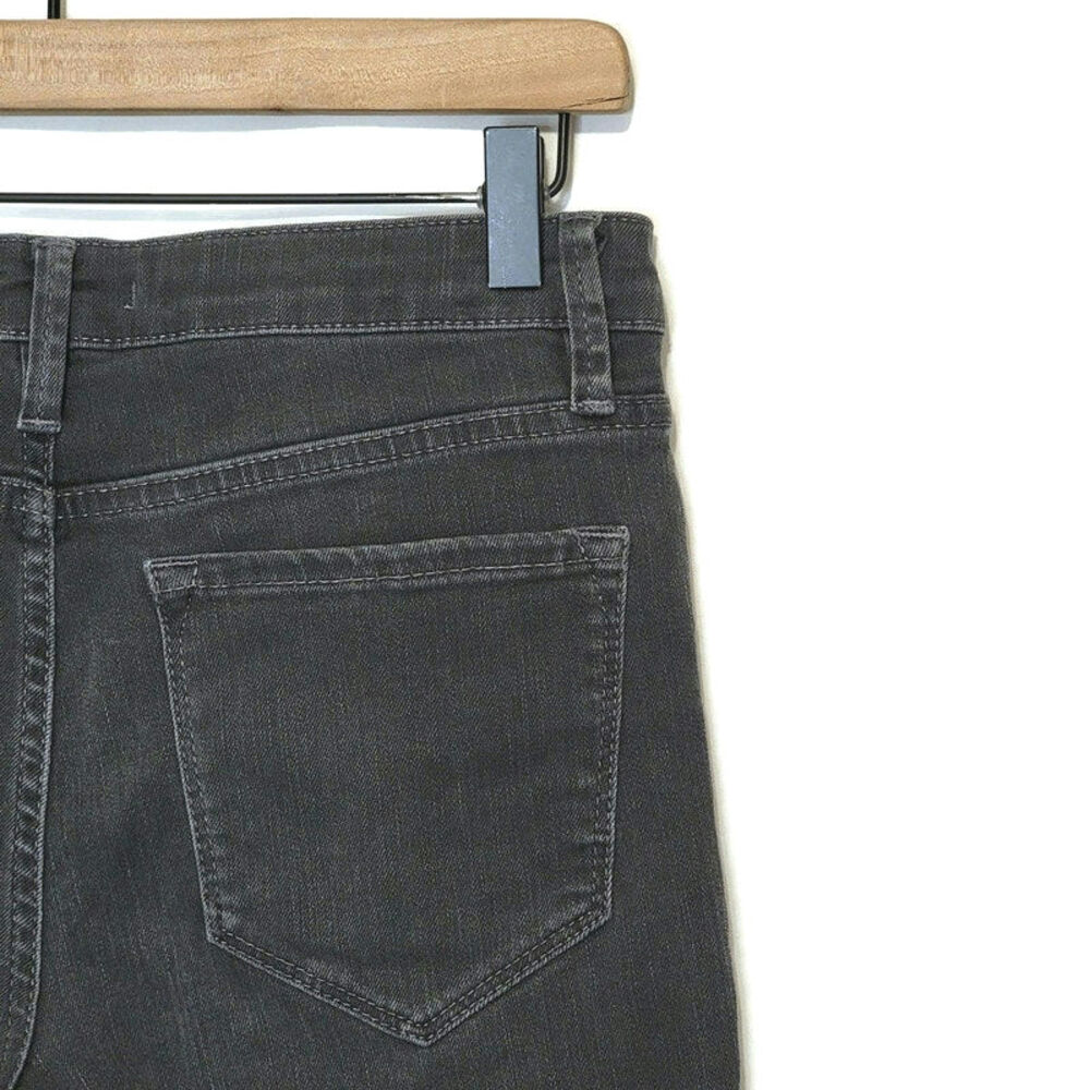 Free People Straight Leg Jeans Mid Rise Raw Hem Ankle Crop Black Gray 27 - Picture 10 of 16